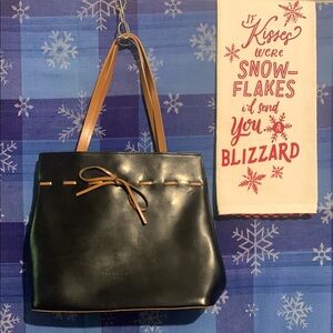 Tiffany & Fred Paris Elegant Black Leather Tote